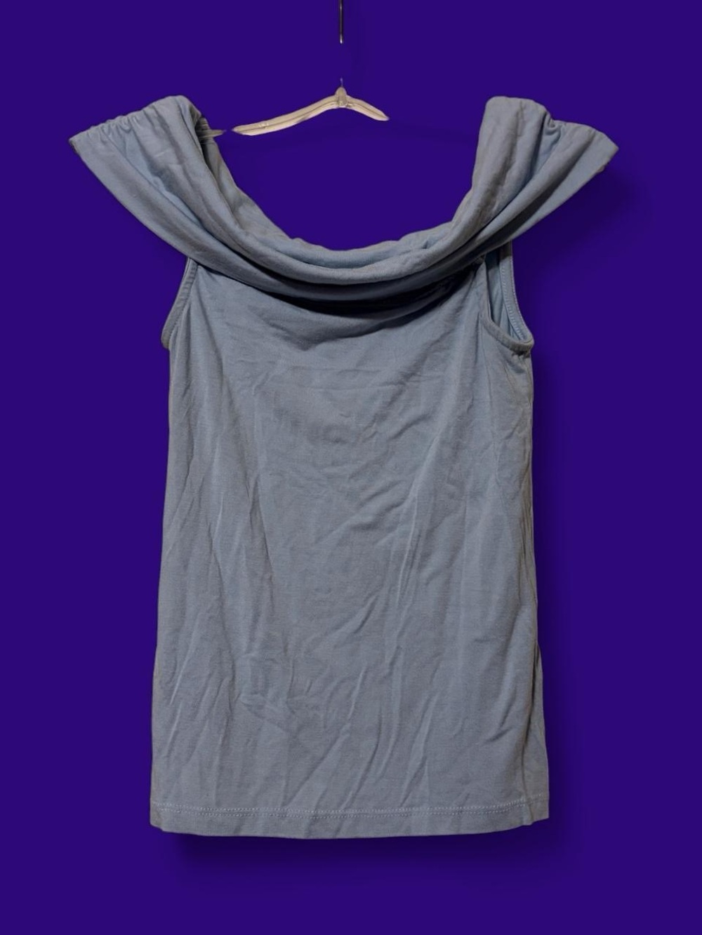 Zara off the shoulder baby blue top